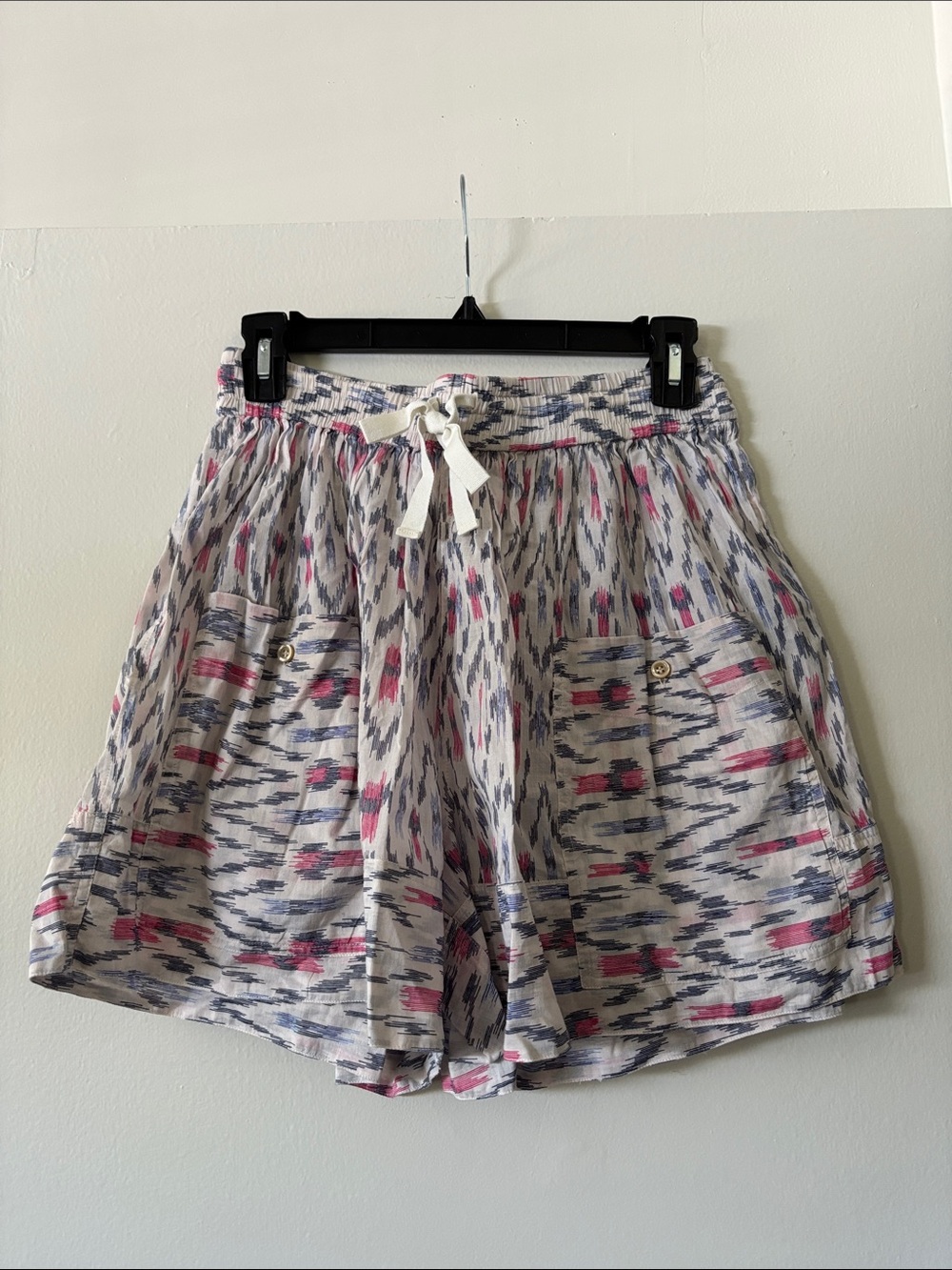 Isabel Marant Cream Shorts with Pink & Blue Ikat Print